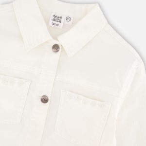 White Denim Jacket With Embroidery - Image 5