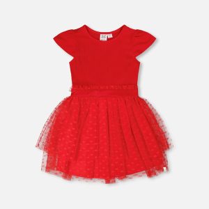 Bi-Material Dress Red - Image 8