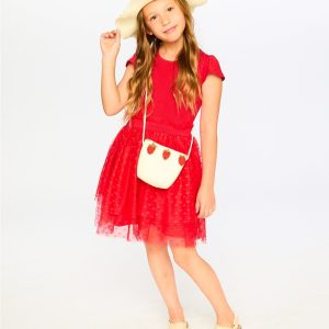 Alternative view of Bi-Material Dress Red