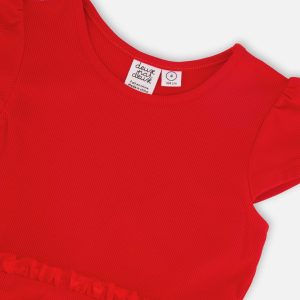 Bi-Material Dress Red - Image 4