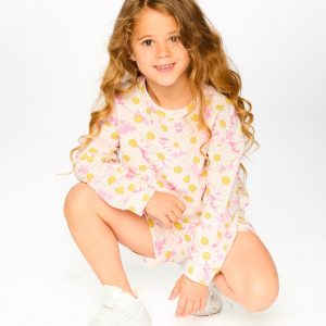 French Terry Sweatshirt Pink Printed Daisies - Image 4