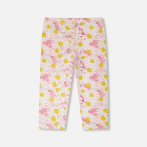 Jersey Capri Pink Printed Daisies - Image 3
