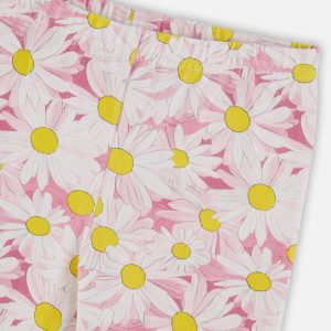 Jersey Capri Pink Printed Daisies - Image 4
