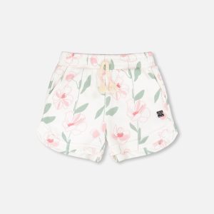 French Terry Shorts Off White Printed Flowers - Image 12