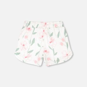 French Terry Shorts Off White Printed Flowers - Image 4