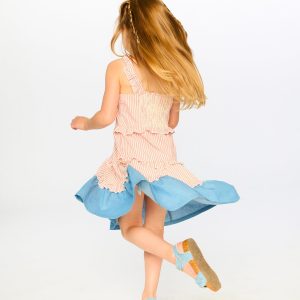 Poplin And Chambray Dress Off White And Pink Stripes - Image 2