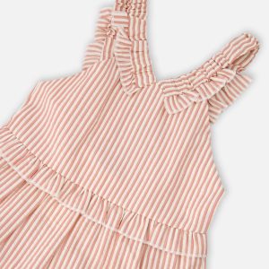 Poplin And Chambray Dress Off White And Pink Stripes - Image 4