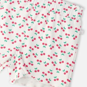 Rib Shorts White Printed Cherries - Image 3