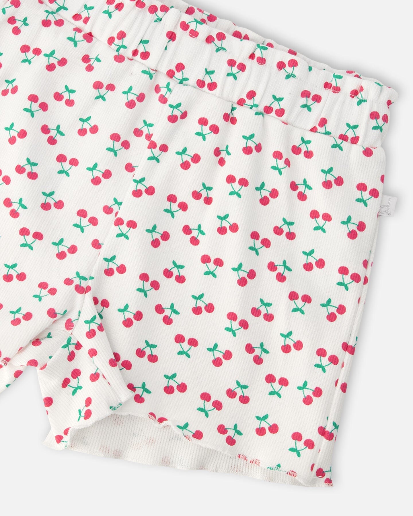 Rib Shorts White Printed Cherries - Image 3