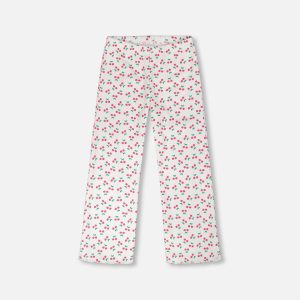 Rib Flare Leg Leggings White Printed Cherries - Image 5