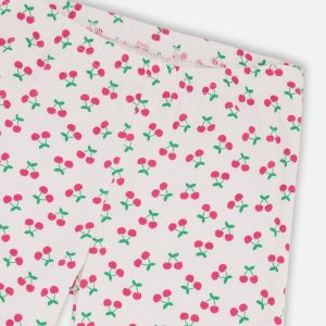 Rib Flare Leg Leggings White Printed Cherries - Image 3