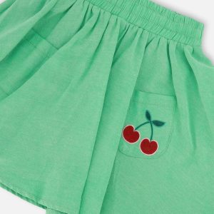 Organic Cotton Skort With Embroidery Green - Image 4
