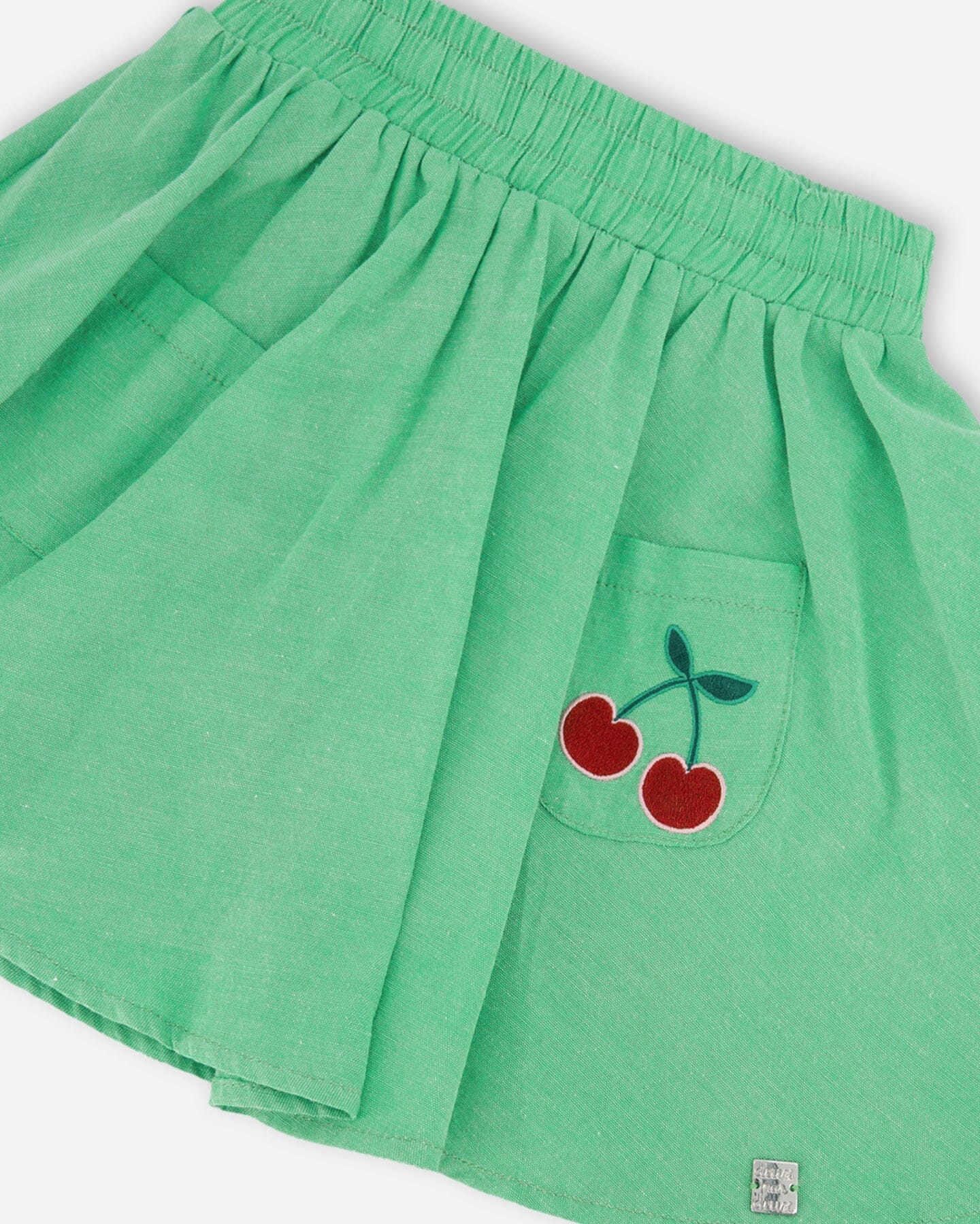 Organic Cotton Skort With Embroidery Green - Image 4
