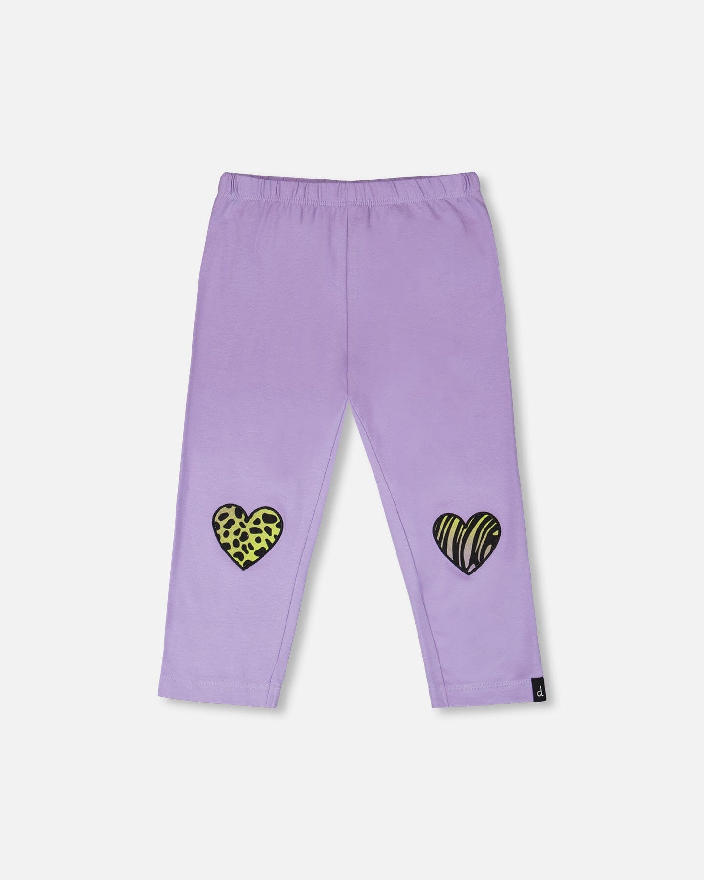 Organic Cotton Jersey Capri Mauve With Knee Screen Hearts Appliqués - Image 9