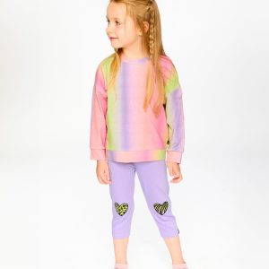 Organic Cotton Jersey Capri Mauve With Knee Screen Hearts Appliqués - Image 2