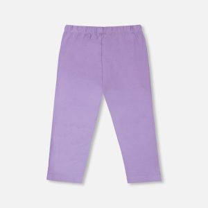 Organic Cotton Jersey Capri Mauve With Knee Screen Hearts Appliqués - Image 3