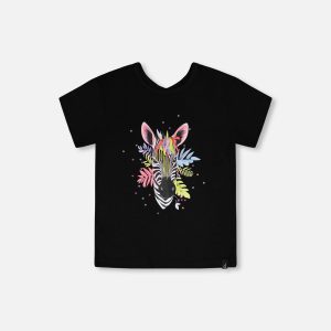 Organic Cotton Jersey T-Shirt Black With Zebra - Image 7