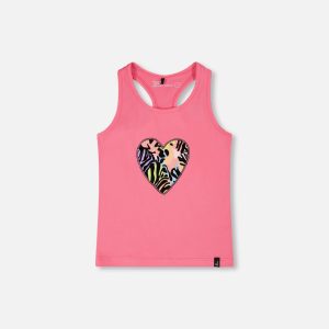 Organic Cotton Jersey Tank Top Pink With Screen Print - Image 11