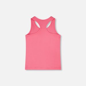 Organic Cotton Jersey Tank Top Pink With Screen Print - Image 3