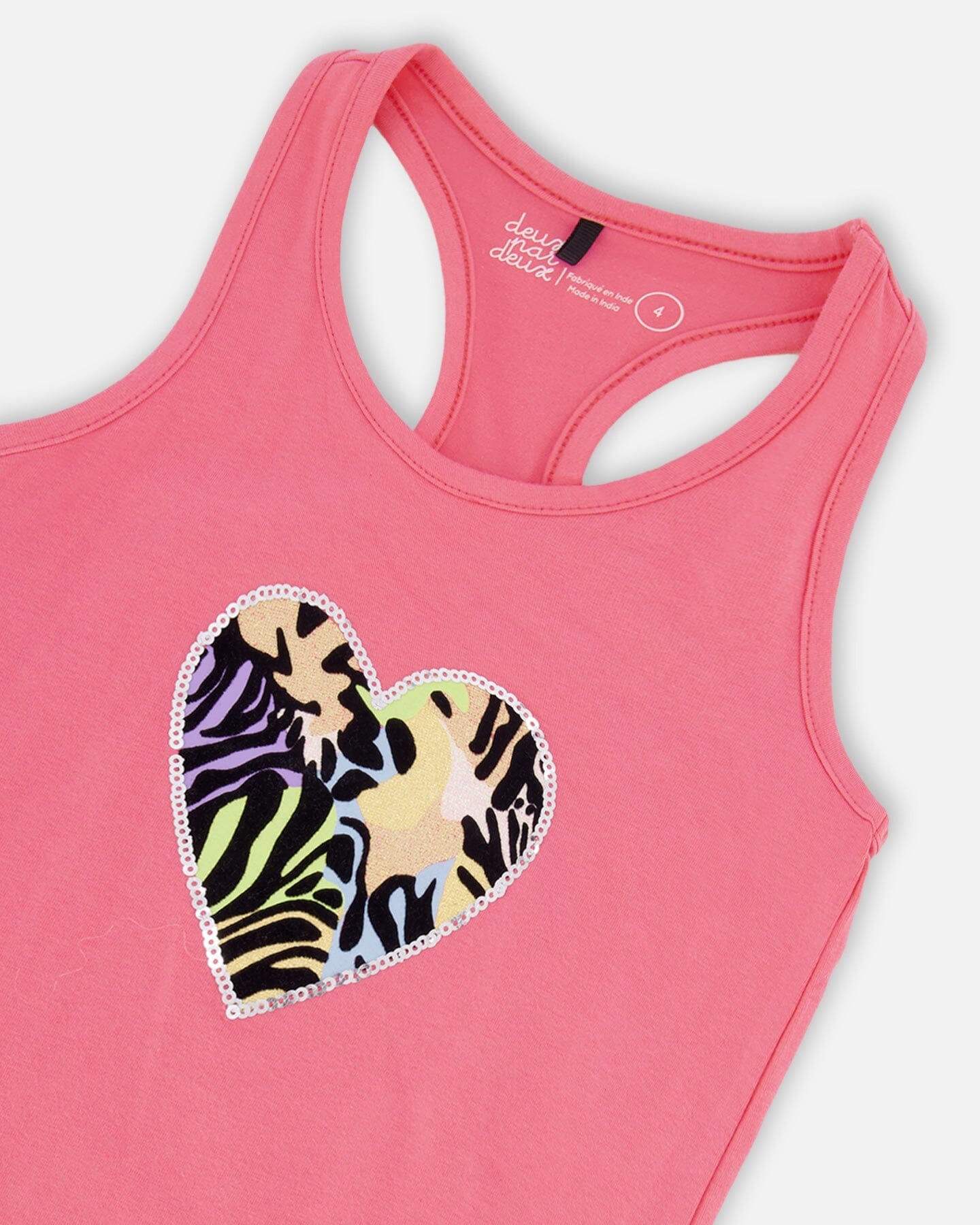 Organic Cotton Jersey Tank Top Pink With Screen Print - Image 4