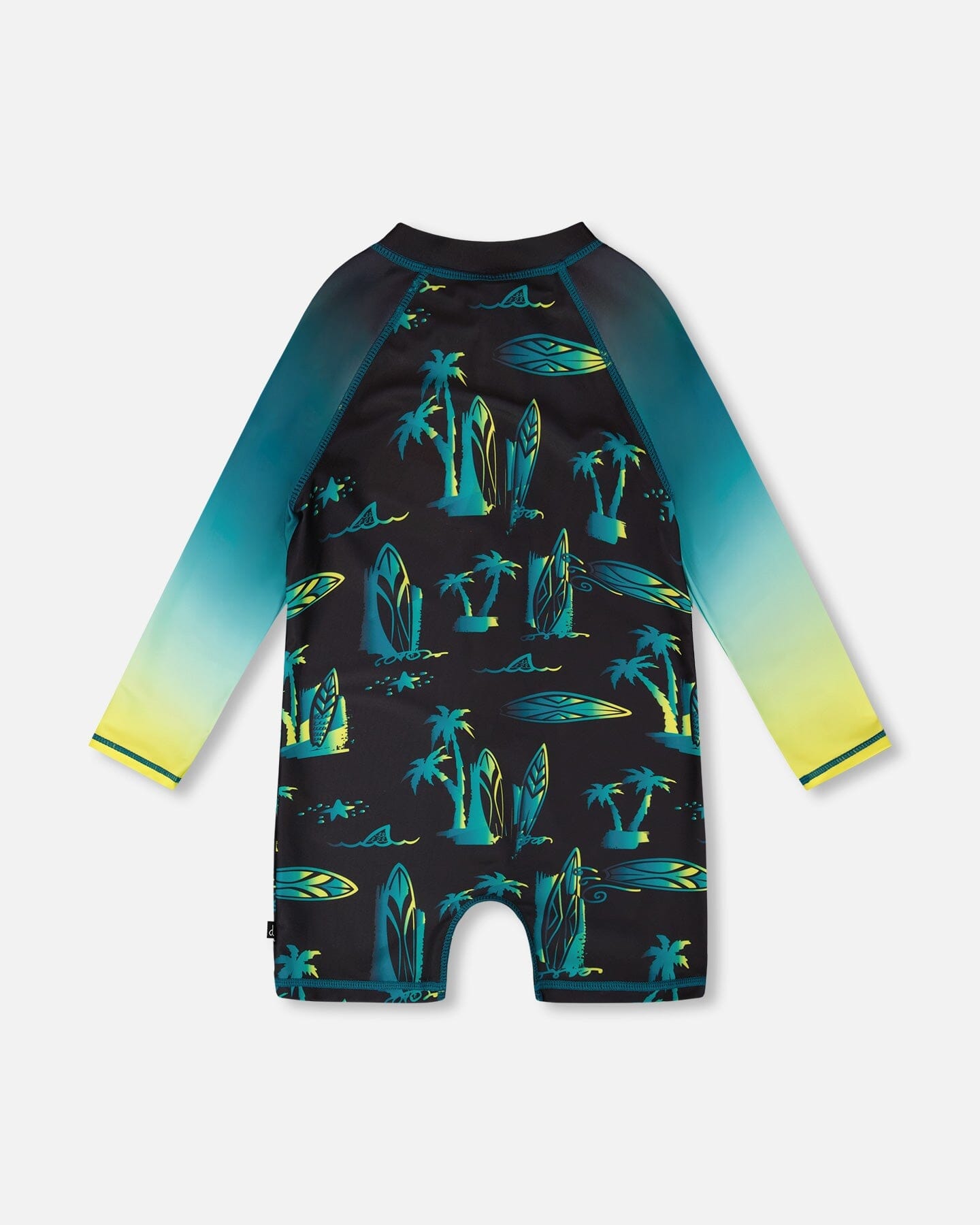 One-Piece Long Sleeve Rashguard Black Surf Print - Image 2