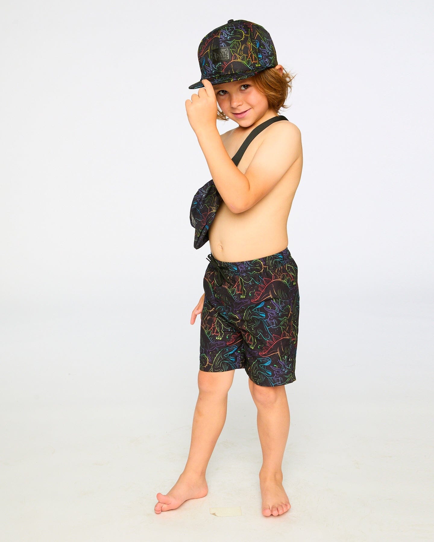 Swim Trunks Black Dinosaur Print - Image 3