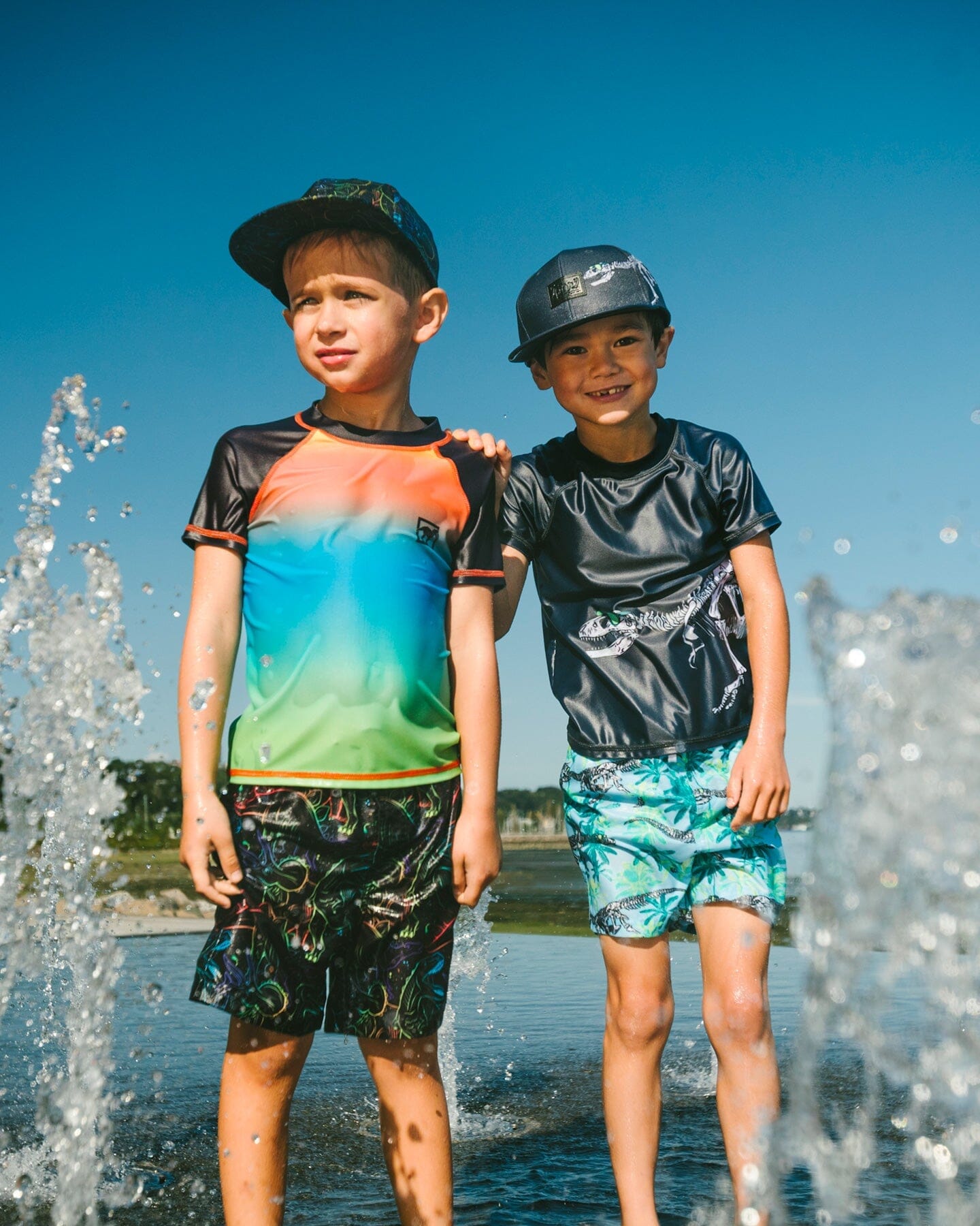 Swim Trunks Black Dinosaur Print - Image 2