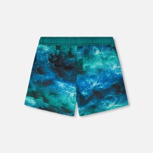 Swim Trunks Blue Waves Print - Image 4