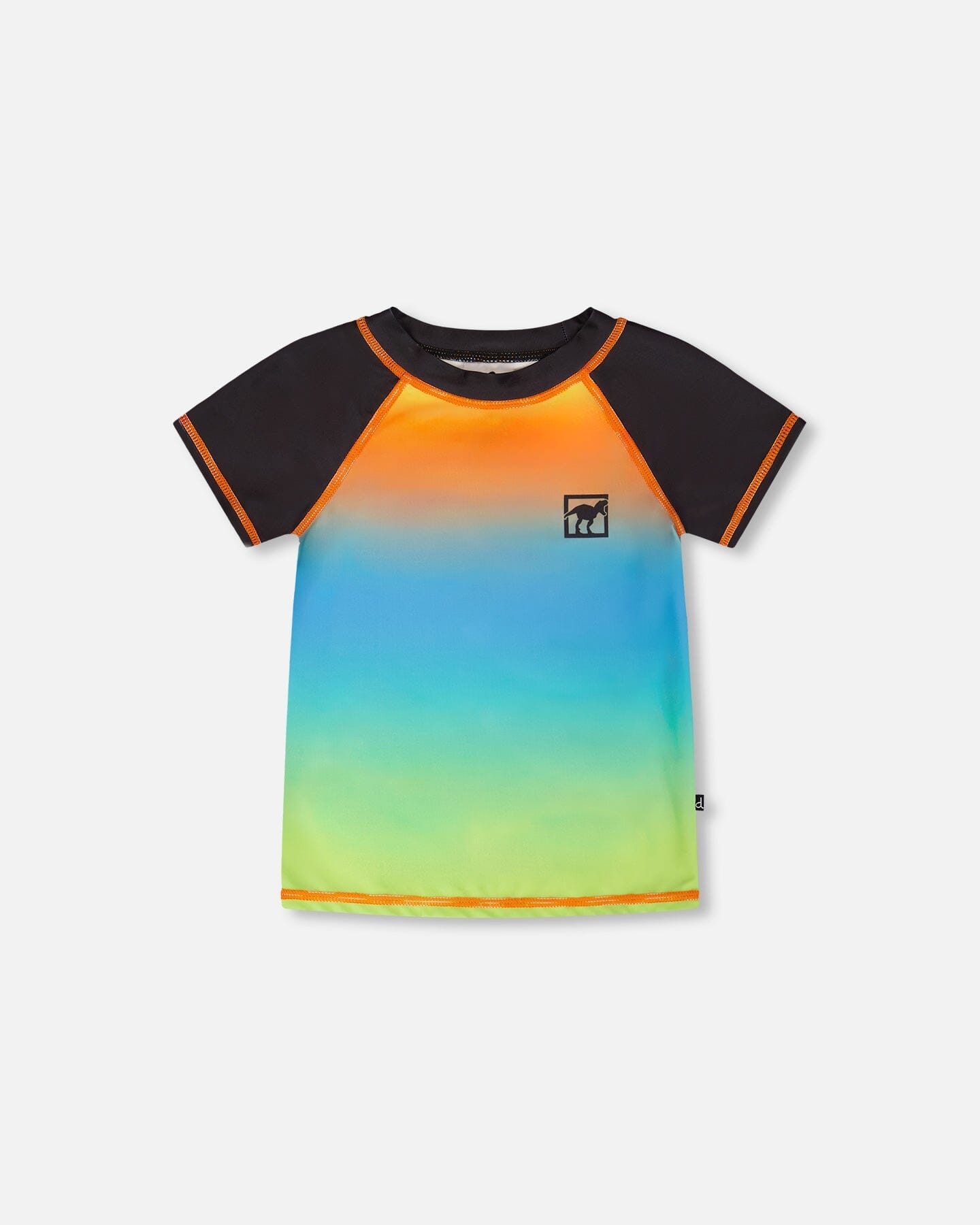 Short Sleeve Rashguard Orange Blue And Green Gradient - Image 9