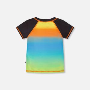 Short Sleeve Rashguard Orange Blue And Green Gradient - Image 4