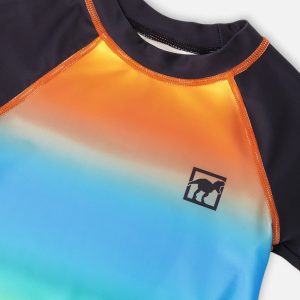 Short Sleeve Rashguard Orange Blue And Green Gradient - Image 5