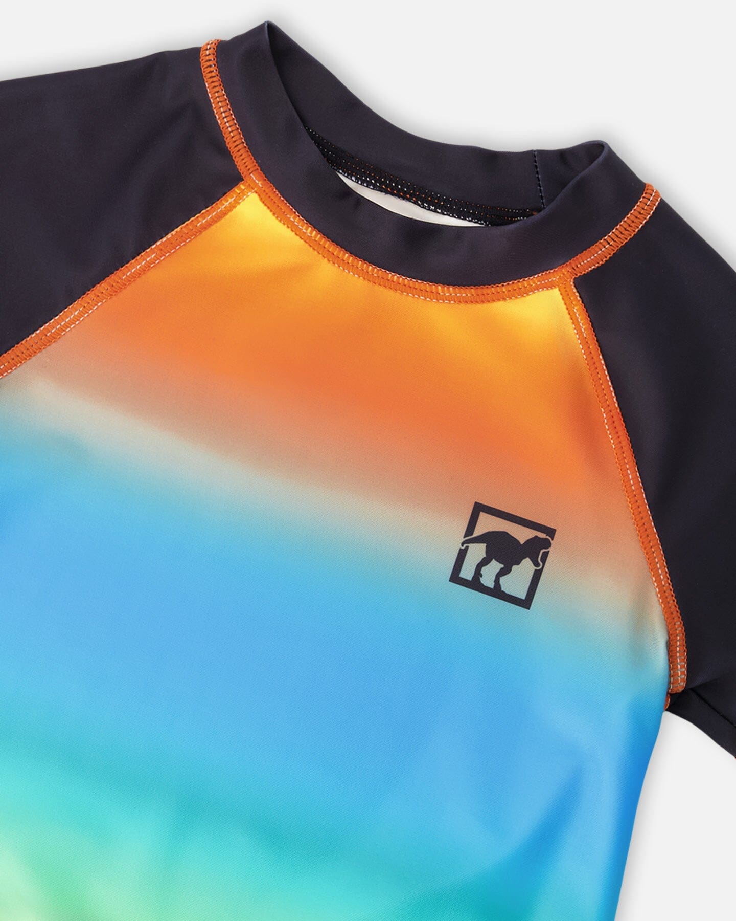 Short Sleeve Rashguard Orange Blue And Green Gradient - Image 5