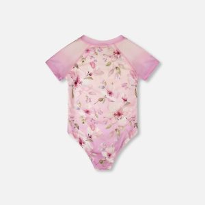 One-Piece Swimsuit Purple Flower Print - Image 5
