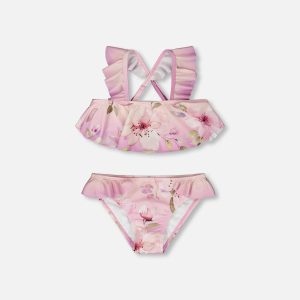 Two-Piece Swimsuit Purple Flower Print - Image 7
