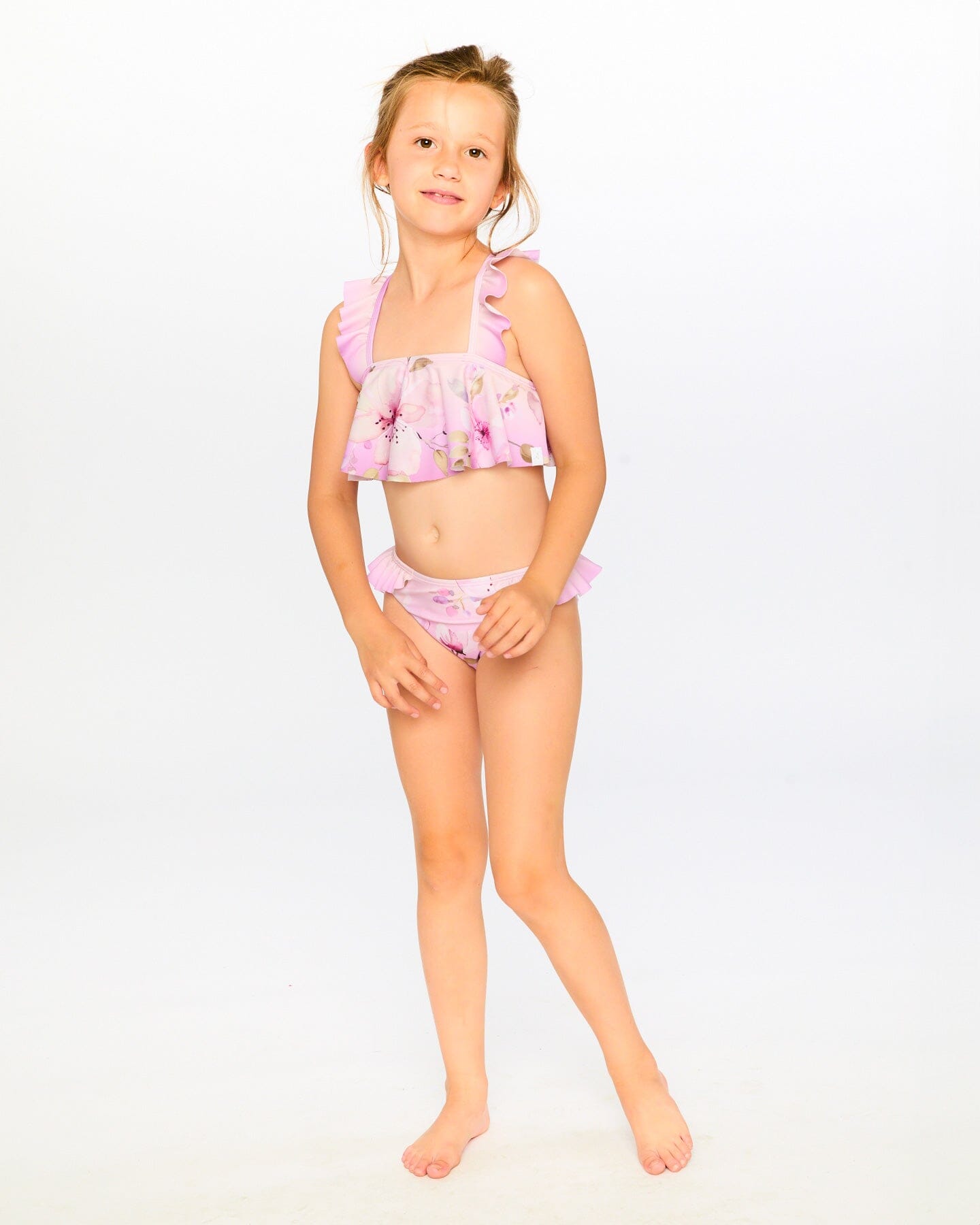 Two-Piece Swimsuit Purple Flower Print - Image 4