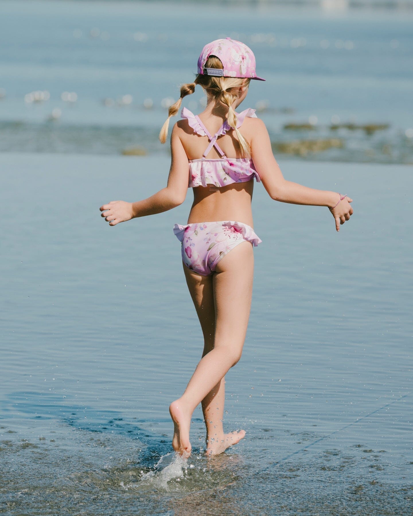 Two-Piece Swimsuit Purple Flower Print - Image 3