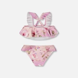 Two-Piece Swimsuit Purple Flower Print - Image 5