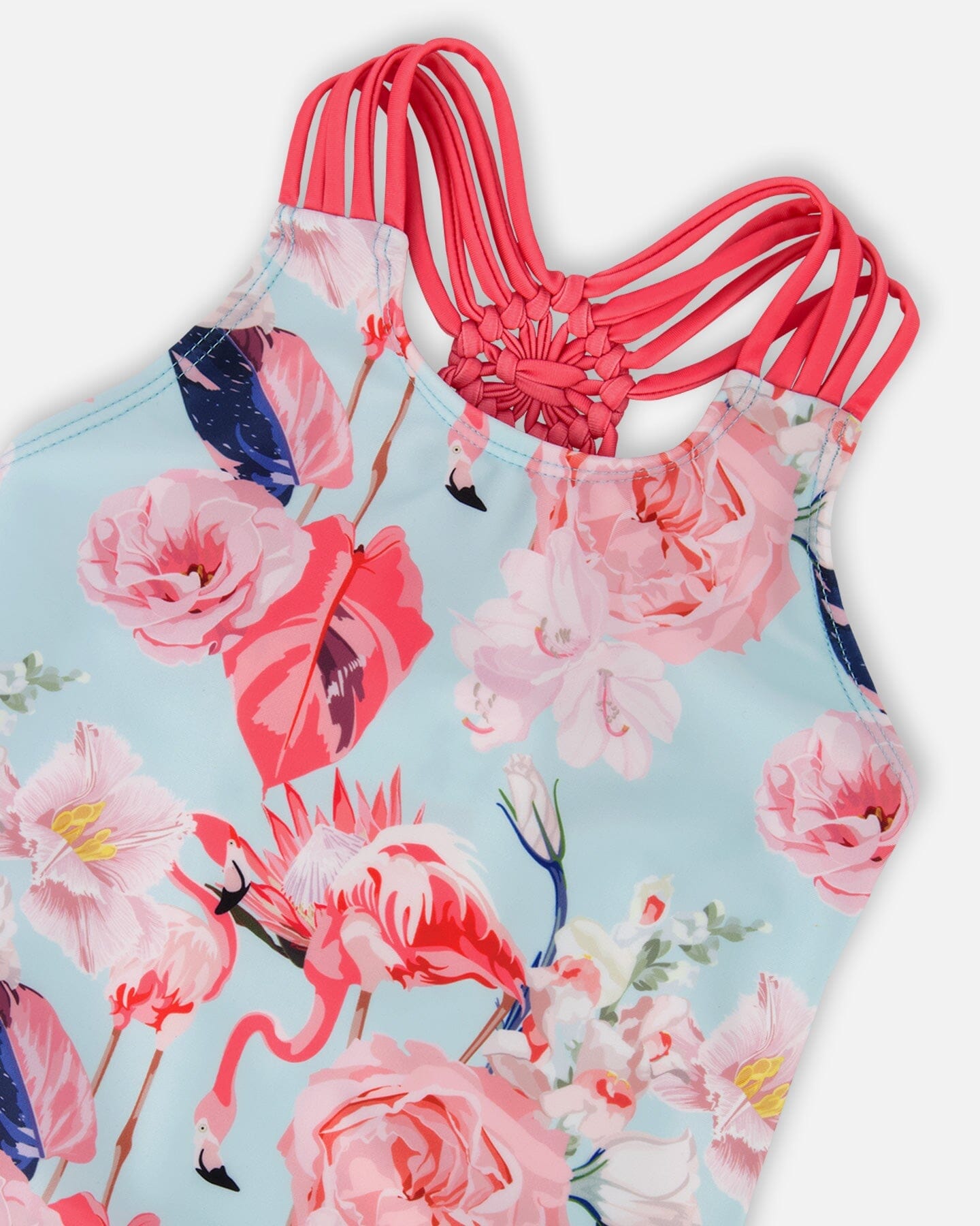 One-Piece Swimsuit Blue Flamingo Print - Image 4