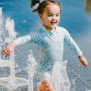 Alternative view of Baby And Toddler One-Piece Long Sleeve Rashguard Blue Seahorse Print