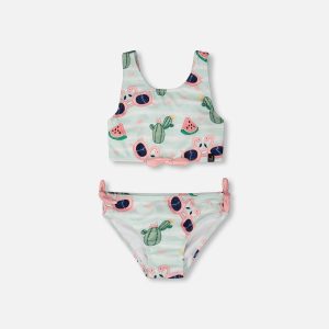 Two-Piece Swimsuit Blue Flamingo And Cactus Print - Image 7
