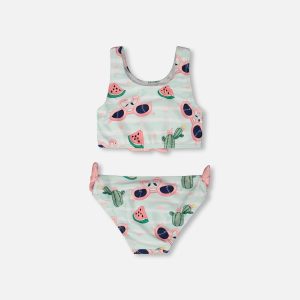Two-Piece Swimsuit Blue Flamingo And Cactus Print - Image 4
