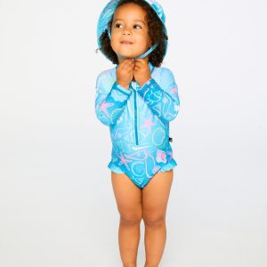 Alternative view of Baby And Toddler One-Piece Long Sleeve Rashguard Blue Shell Print
