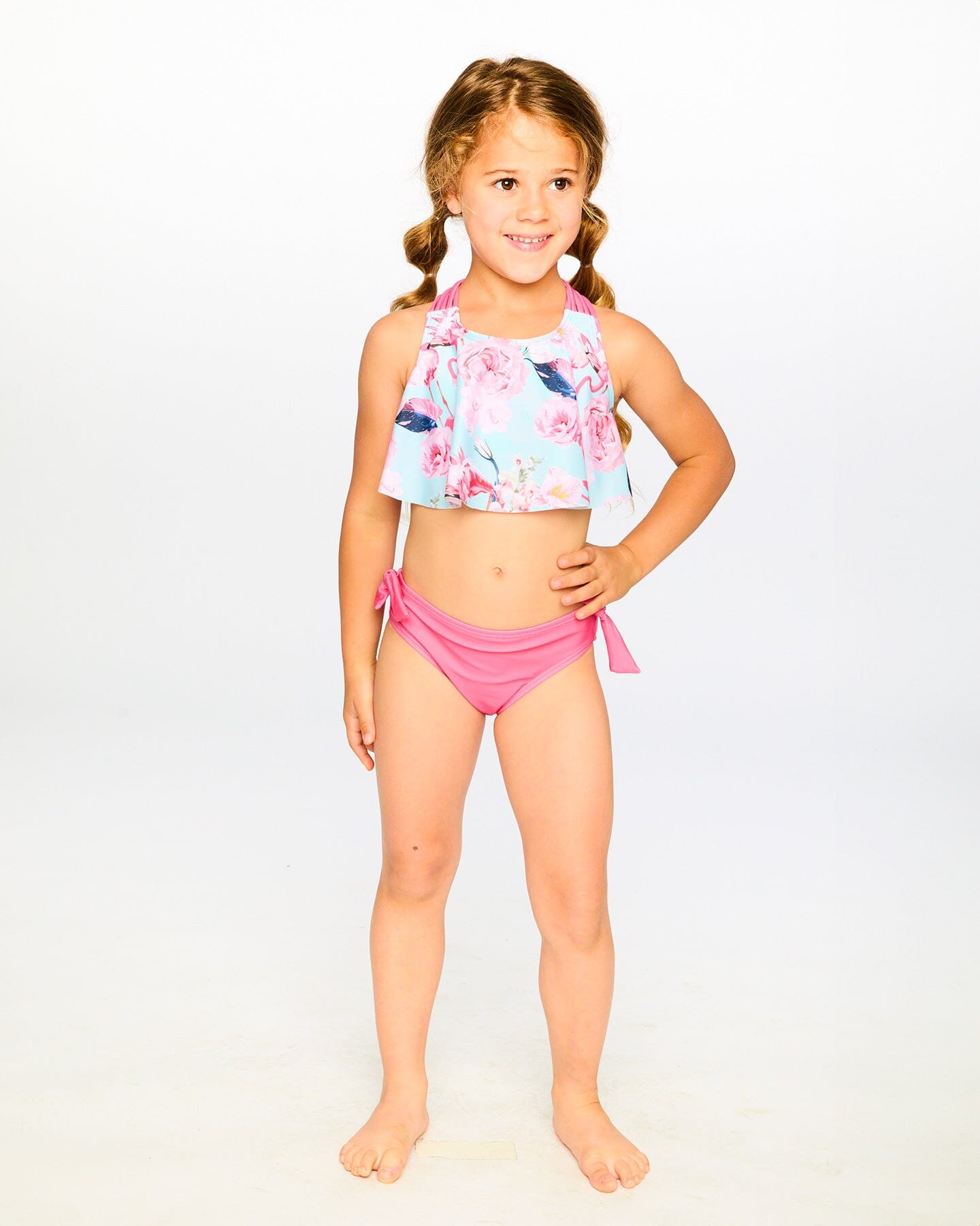 Two-Piece Swimsuit Blue Flamingo Print - Image 4