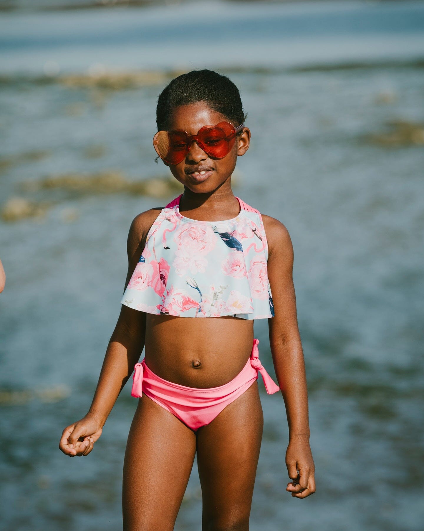 Two-Piece Swimsuit Blue Flamingo Print - Image 2