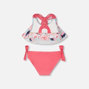 Two-Piece Swimsuit Blue Flamingo Print - Image 5