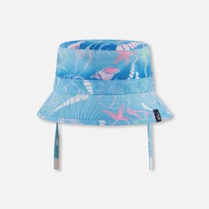 Beach Hat Blue Shell Print