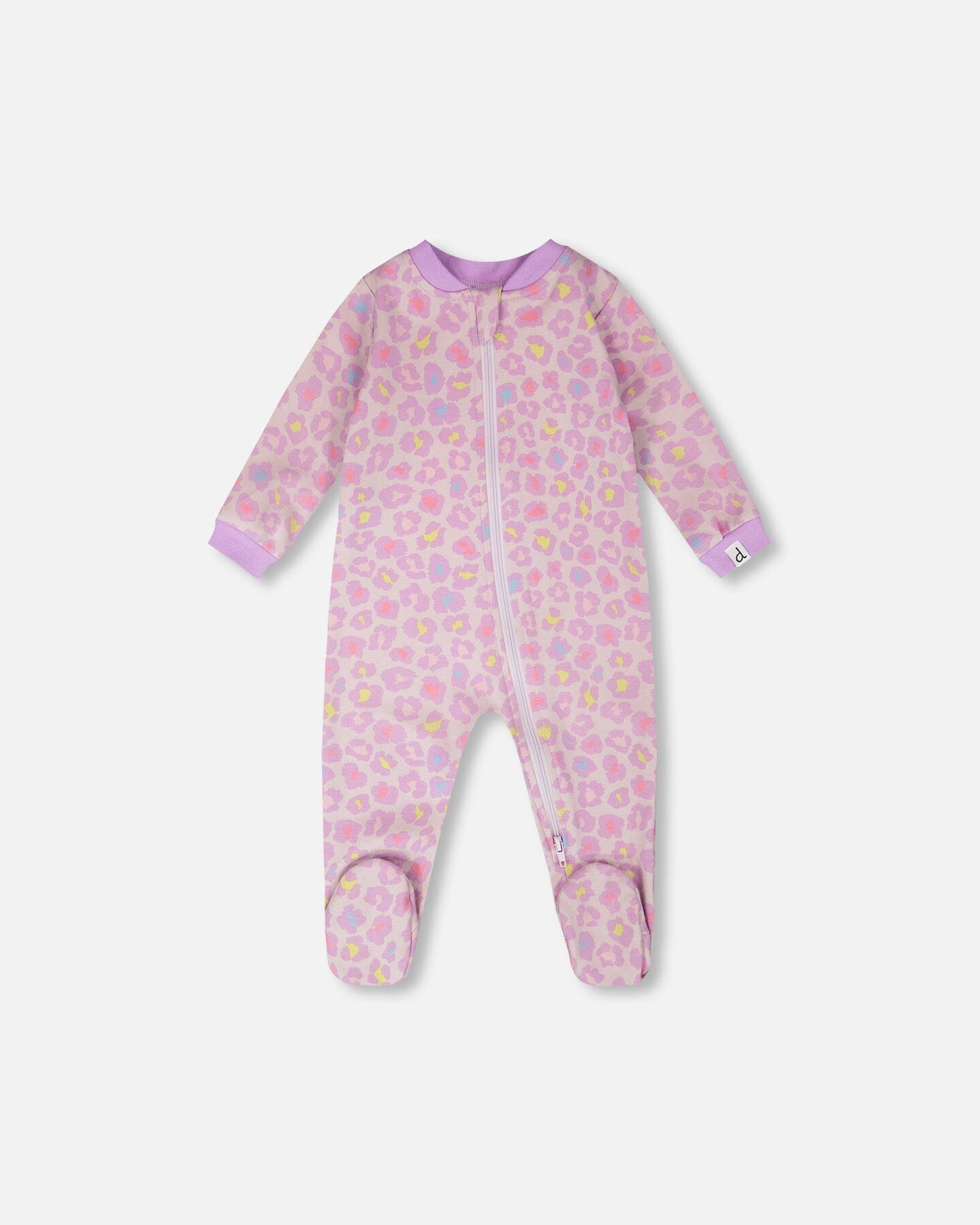 Organic Cotton Baby One-Piece Pyjama Purple Animal Print - Image 6