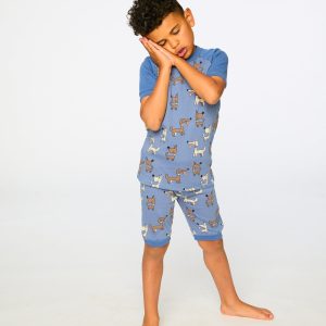 Organic Cotton Two-Piece Pyjama Set Blue Dog Print - Image 2