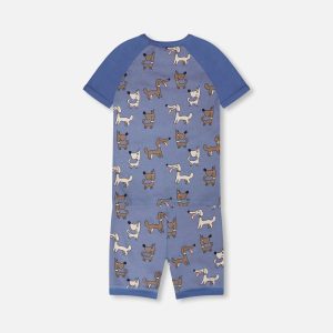 Organic Cotton Two-Piece Pyjama Set Blue Dog Print - Image 3