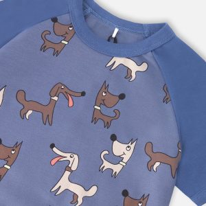 Organic Cotton Two-Piece Pyjama Set Blue Dog Print - Image 4
